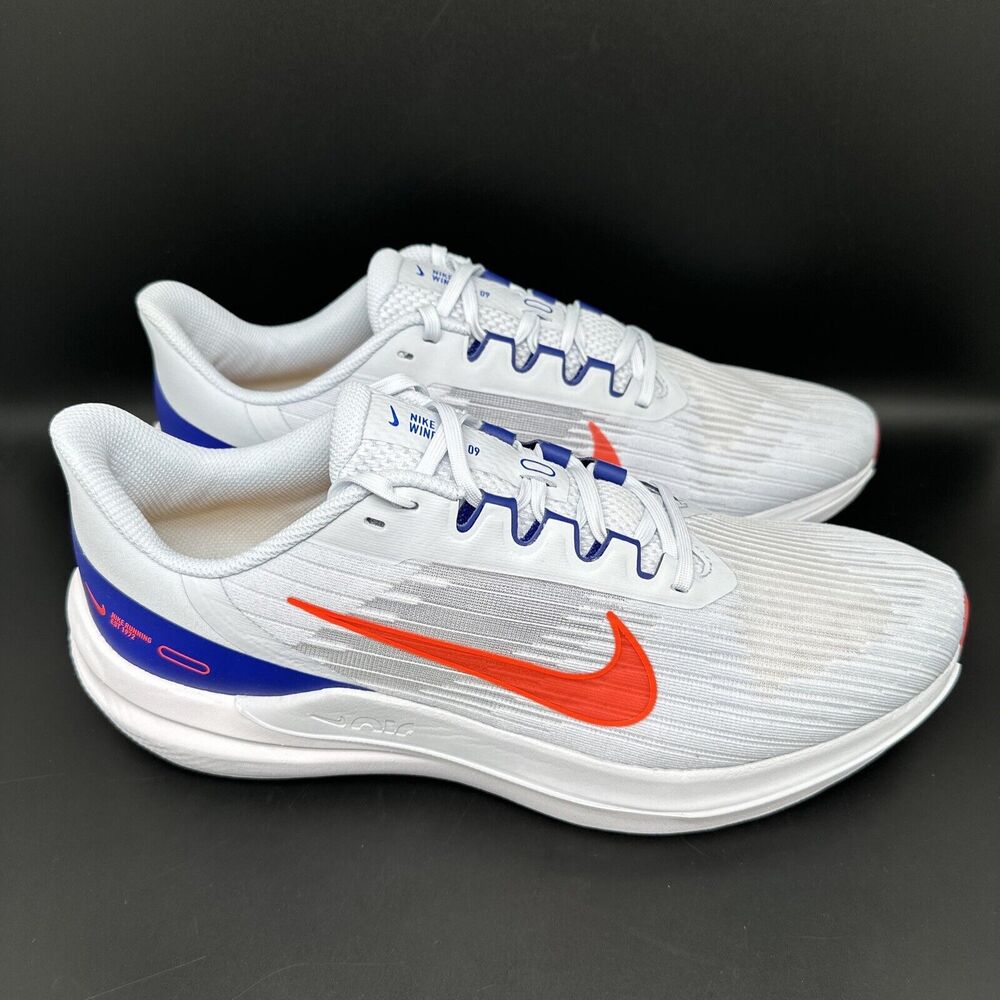 Nike Air Winflo 9 White Red Blue Athletic Running Shoes DD6203-006 Men's Sz 11.5